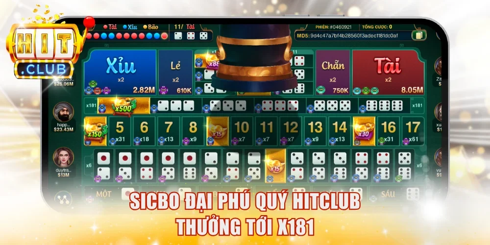 Sicbo Đại Phú Quý HitClub thưởng tới x181